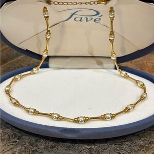 Real Gold Plated and Synthetic Pearl Necklace
